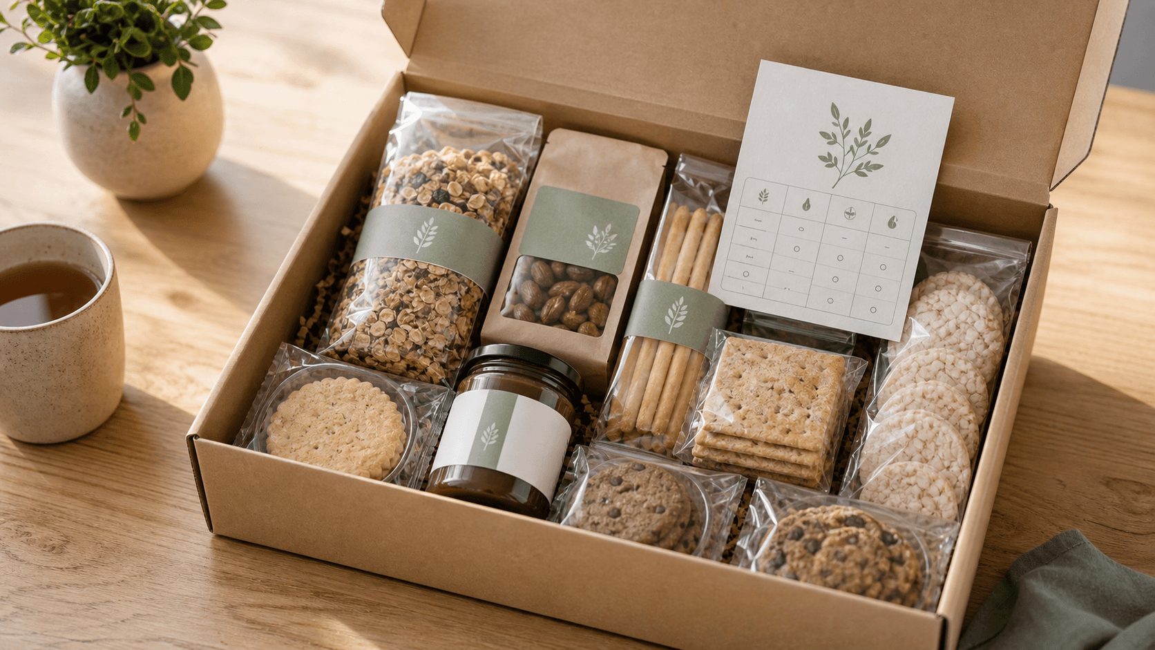 Discovery Box sans gluten ouverte avec fiches et portions