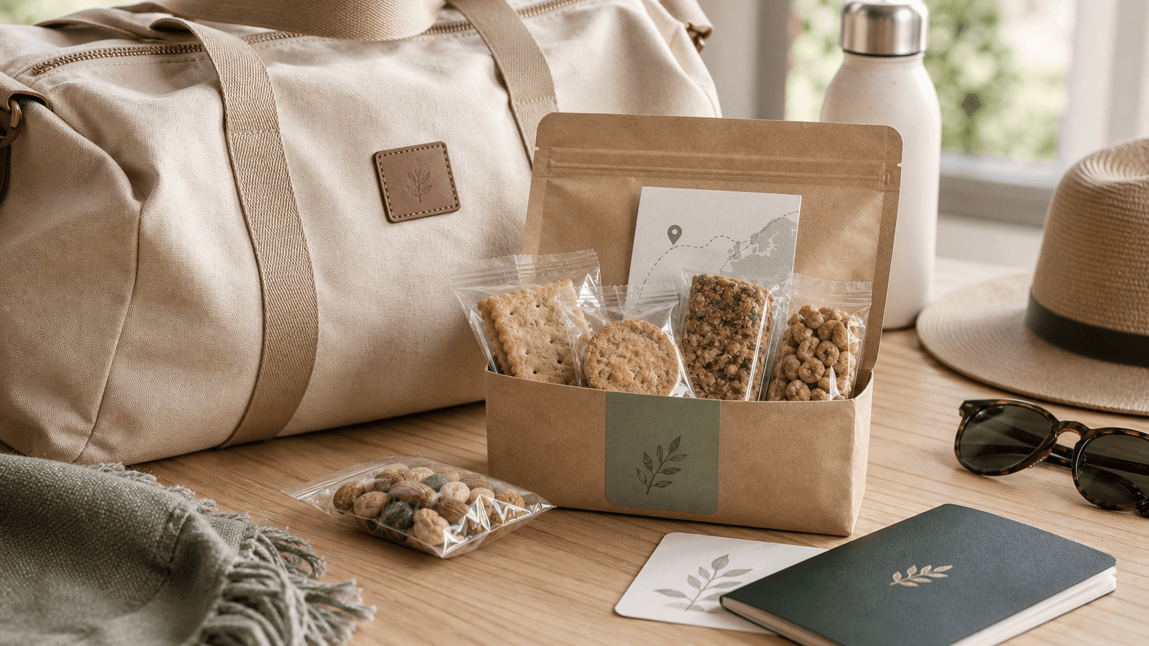 Travel Box sans gluten compacte avec snacks préemballés